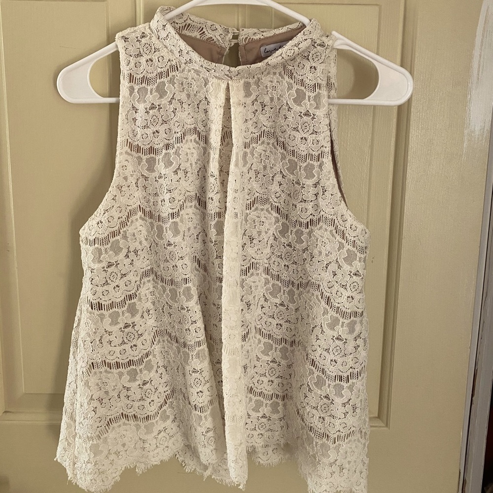 High neck lace tank top.